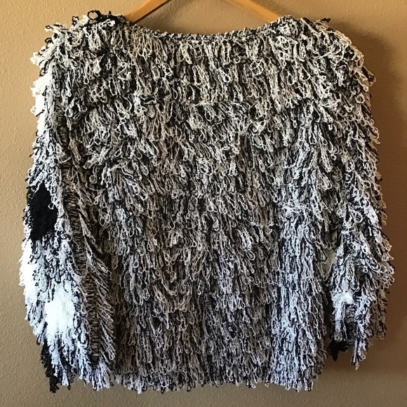 FINAL SALE Vtg ‘80s Sideffects Hand-crochet Shaggy Sweater, M - Picture 2 of 3